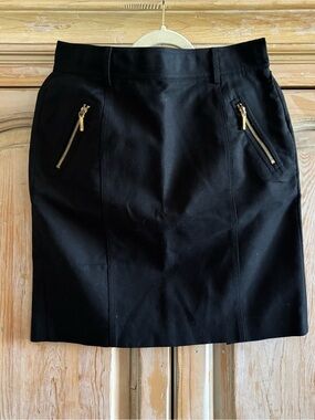 Lauren Ralph Lauren Black Pencil Skirt with Gold Zip Accents